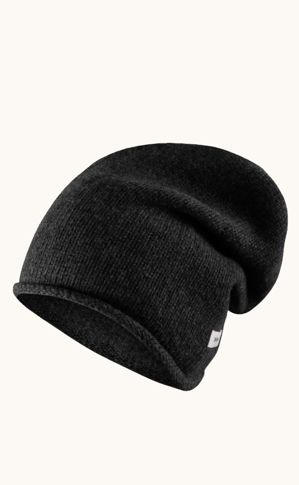 Wełniana czapka z zawiniętym brzegiem szara smerfetka