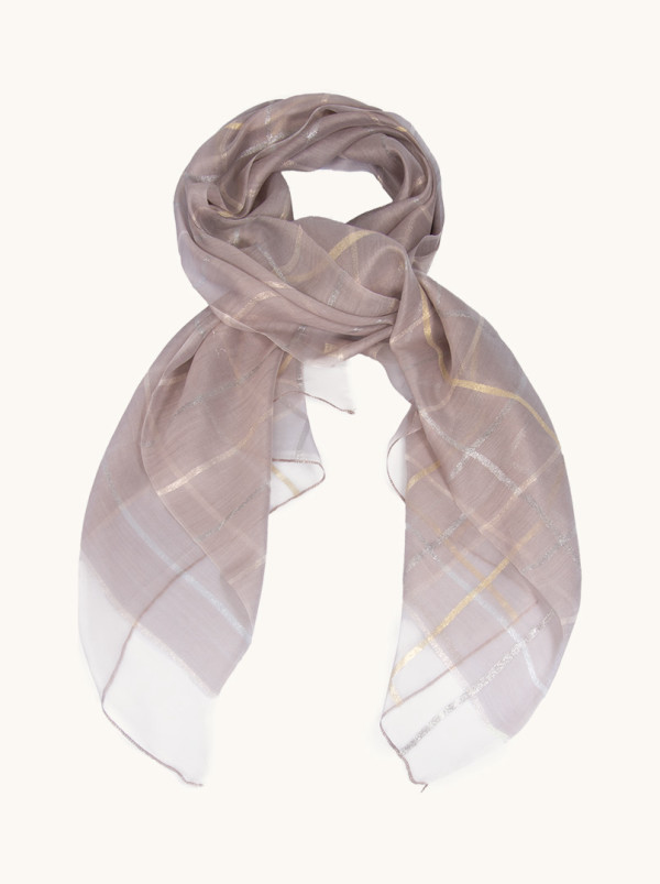 Evening scarf made of silk with shiny stripes
