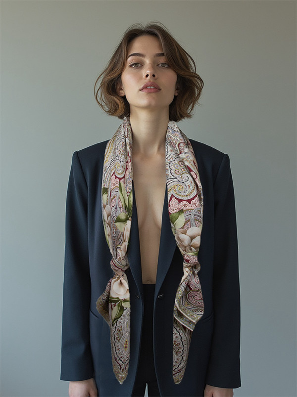 Ekskluzywna chusta z motywem roślinnym 125cm PREMIUM