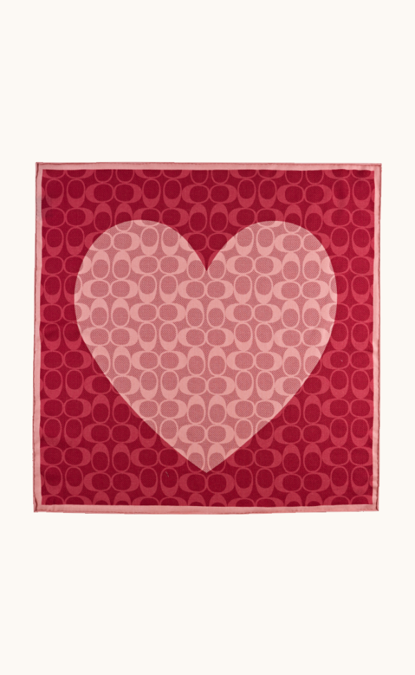Apaszka wełna z jedwabiem z dużym sercem 65x65 cm