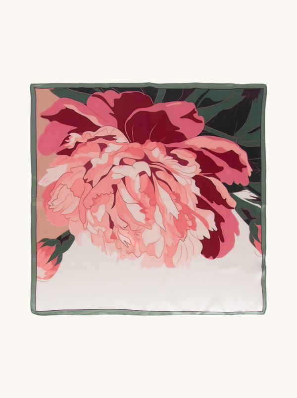 Apaszka jedwabna kremowa Rozkwit barw 53x53 cm