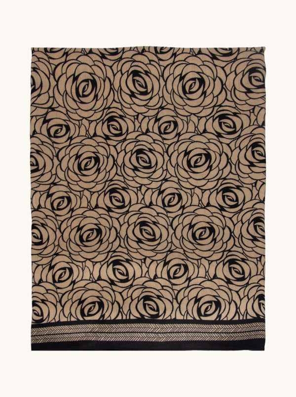 Szal brązowy w róże 65x180 cm
