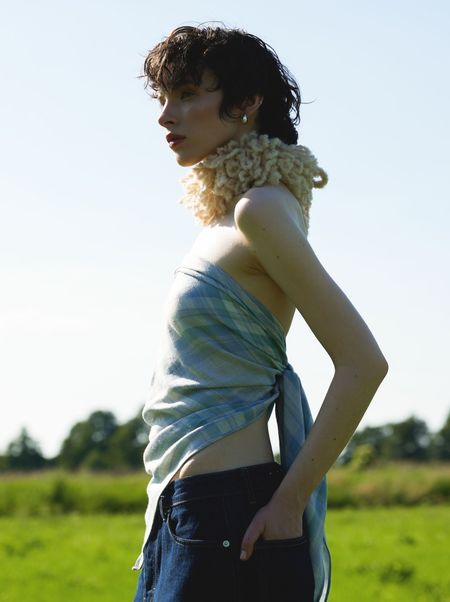 CLARA Blue 100% Wool Scarf, 20x190 cm