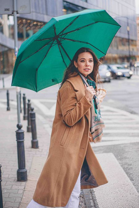 Red automatic folding umbrella