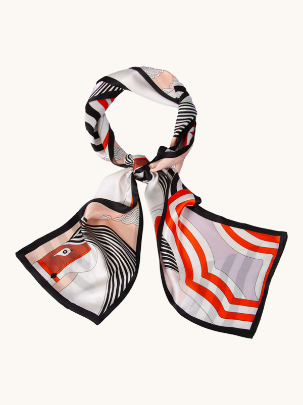 Double-sided narrow double silk patterned shawl 16cm x145cm