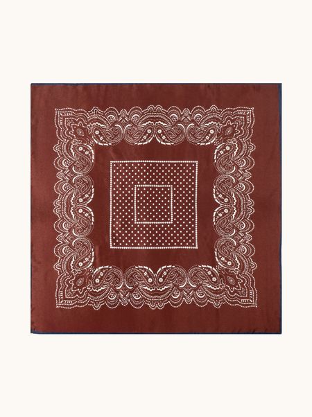 Apaszka jedwabna bordowa z motywem paisley 70x70 cm