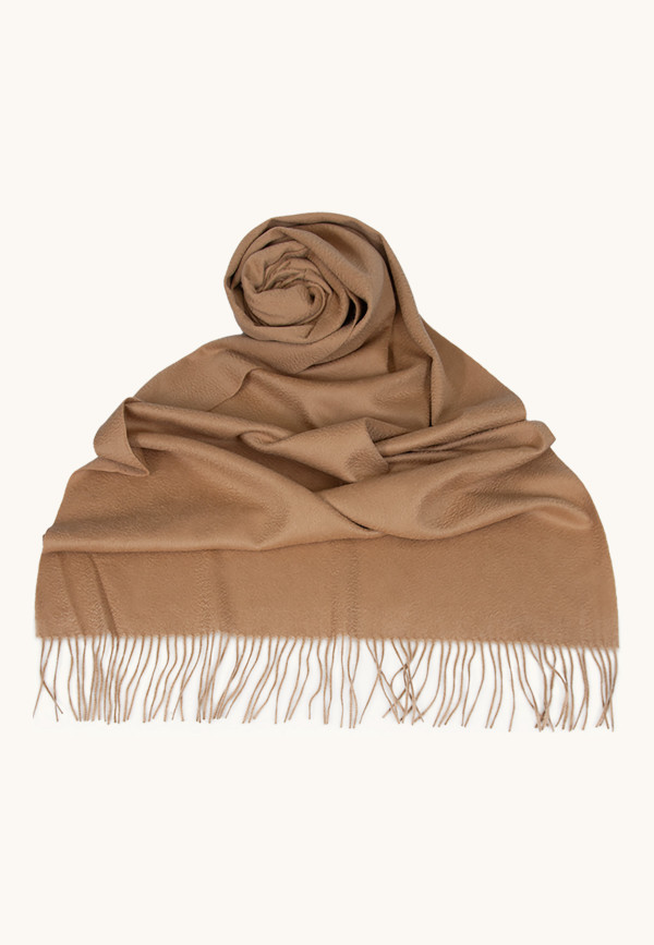 Ekskluzywny kaszmirowy szal beżowy 75 cm x 180 cm PREMIUM