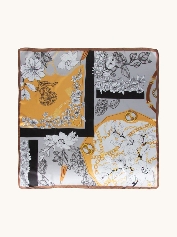 Silk scarf with floral pattern 90cm x 90cm