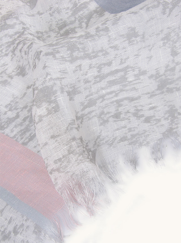 Szal 100% len szaro-biały z marmurkowym wzorem 60 x 160 cm