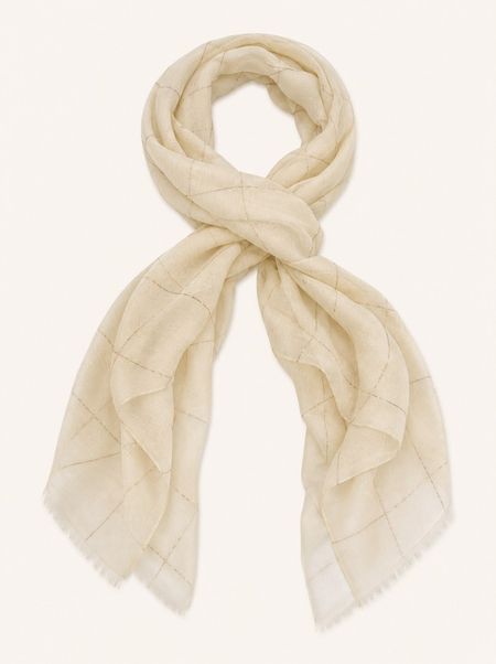 Beige formal scarf with gold check 180 cm