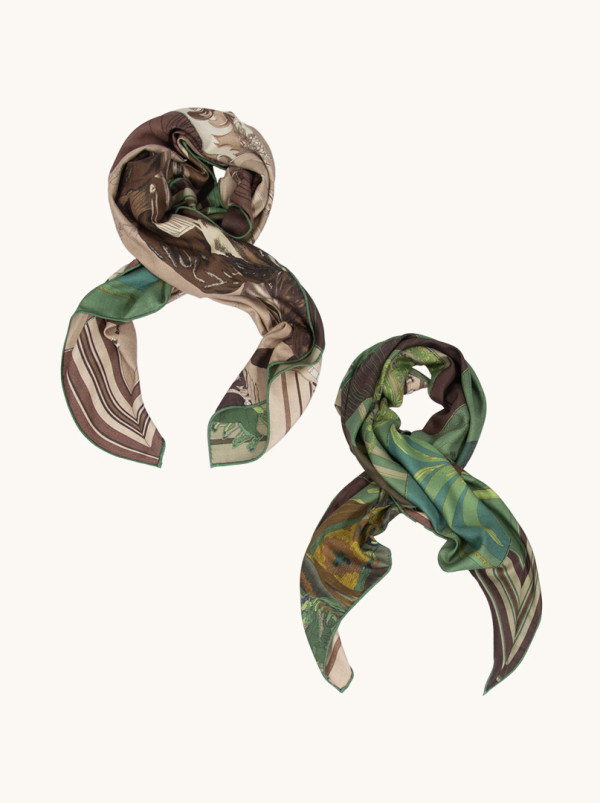 Chusta wełna z jedwabiem w ziemistych tonacjach tle 100 cm x 105 cm