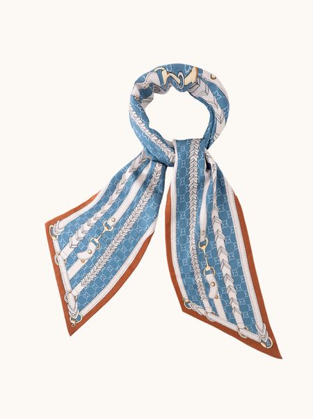 Szal wąski wełna z jedwabiem z motywem jeździeckim 20x160 cm