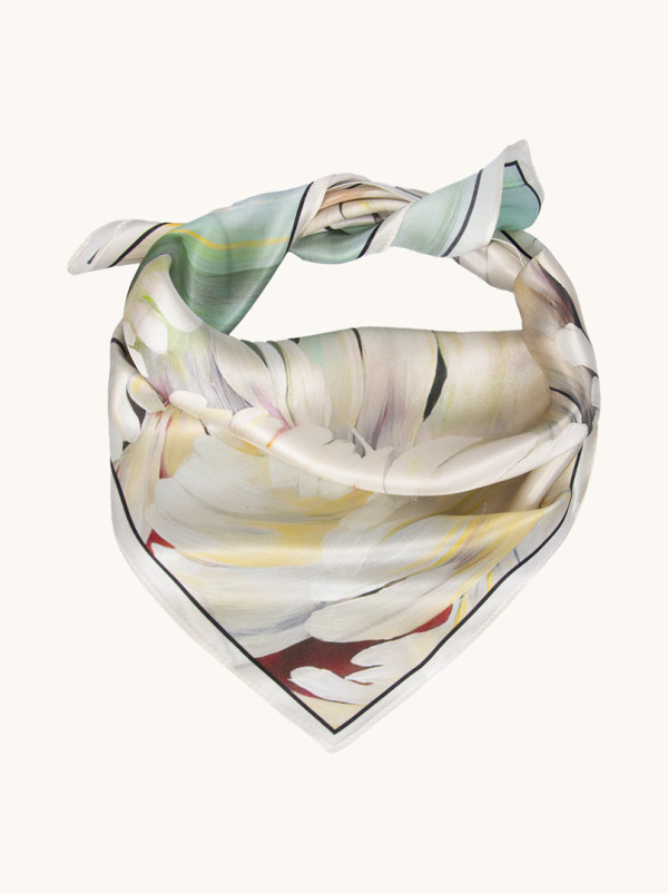 Apaszka jedwabna kremowa Poranna bryza 53x53 cm