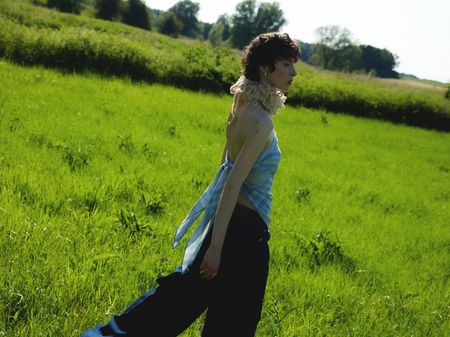 CLARA Blue 100% Wool Scarf, 20x190 cm