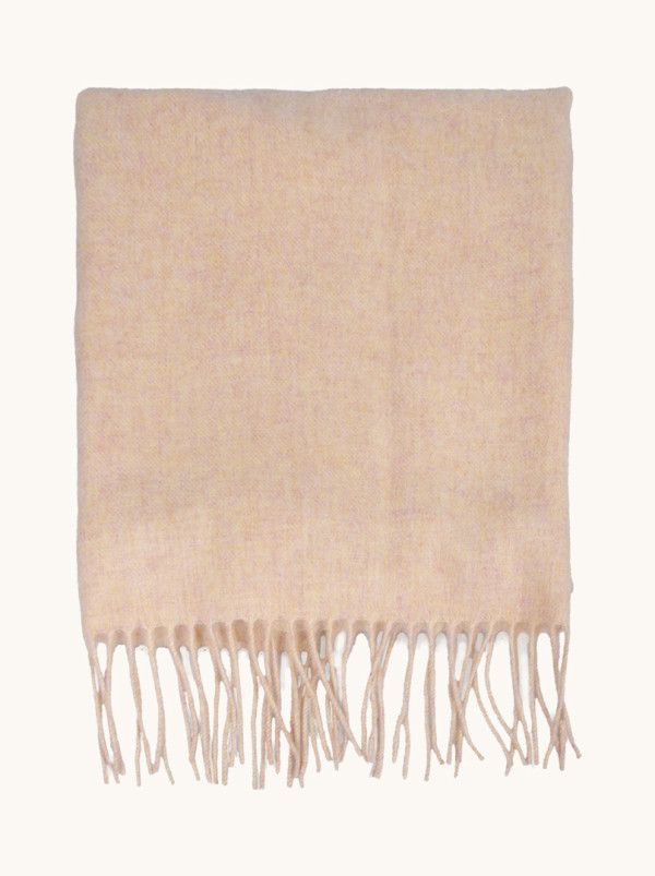 Scarf 100% wool beige with tassels 70 cm x 185 cm