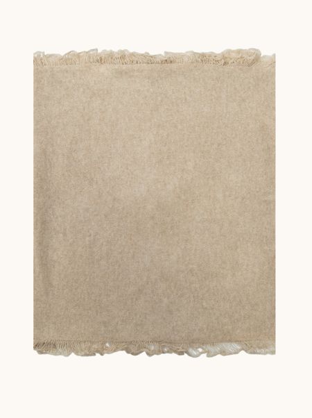 Szal kaszmirowy beżowy z subtelną plecionką 55x180 cm PREMIUM