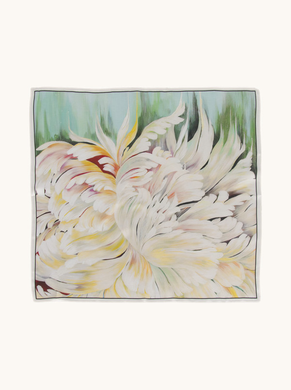 Apaszka jedwabna kremowa Poranna bryza 53x53 cm