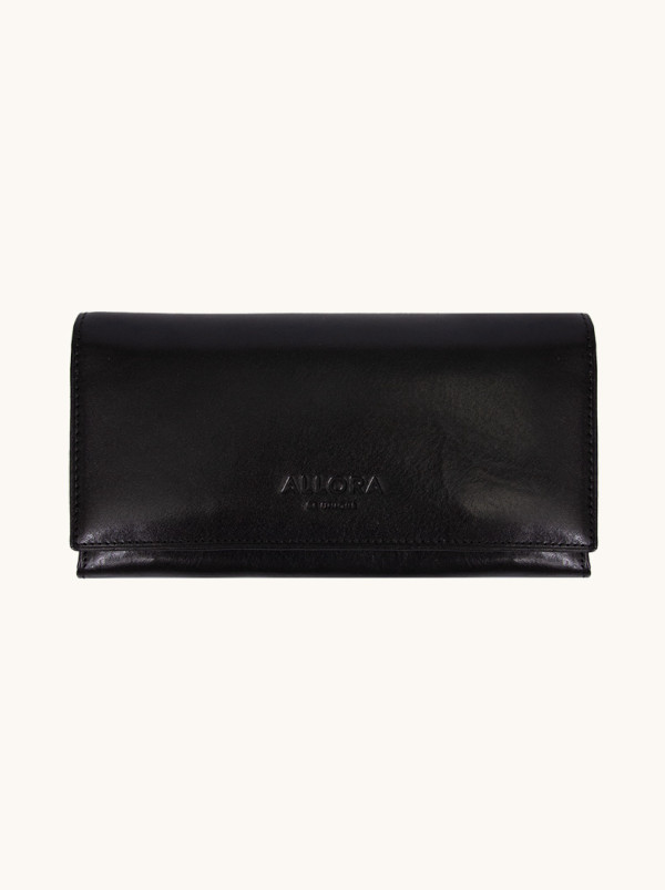 Duży skórzany portfel czarny Allora PREMIUM