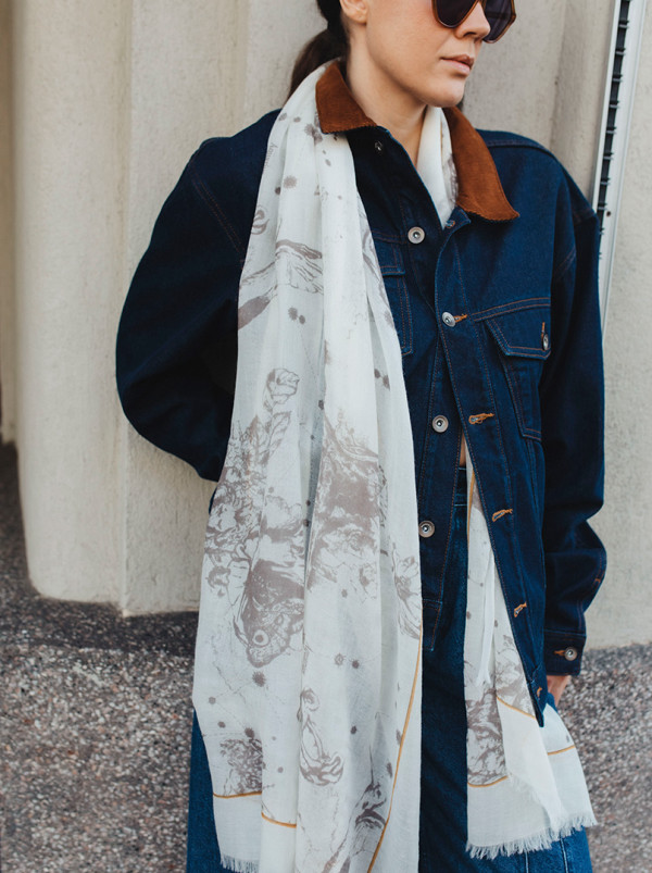 Kaszmirowy szal z motywem zodiakalnym PREMIUM