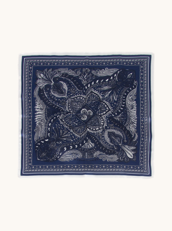 Apaszka jedwabna granatowa Hipnotyczna Głębia 53x53 cm