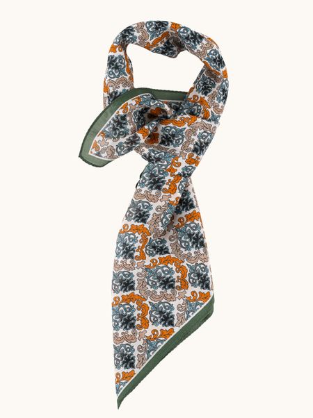 Apaszka bawełna z jedwabiem morwowym z ornamentowym wzorem 70x70 cm 