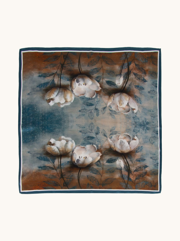 Apaszka jedwabna Wieczorna Magnolia 65x65 cm