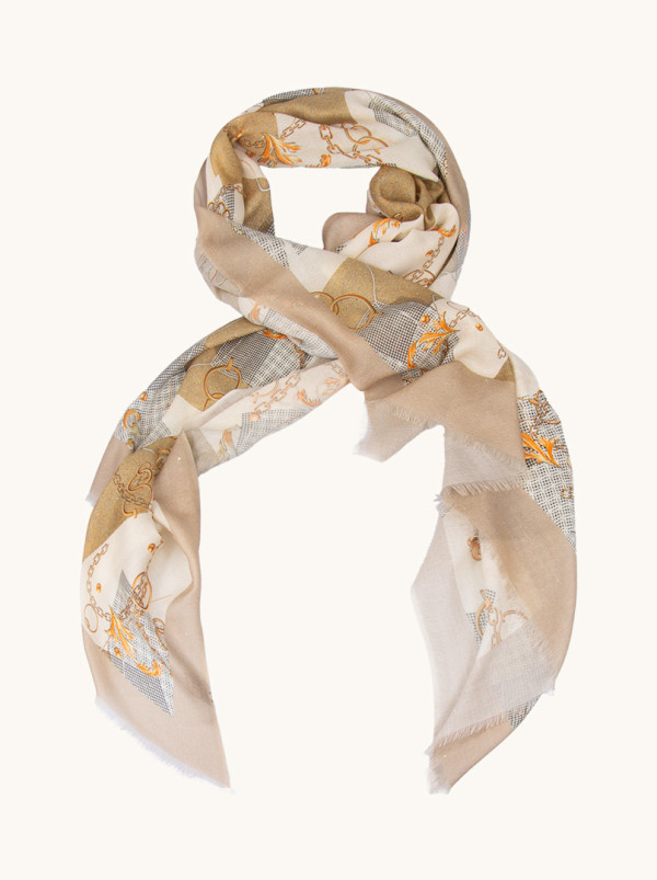 Scarf 100% wool with chain motif 70 cm x 190 cm