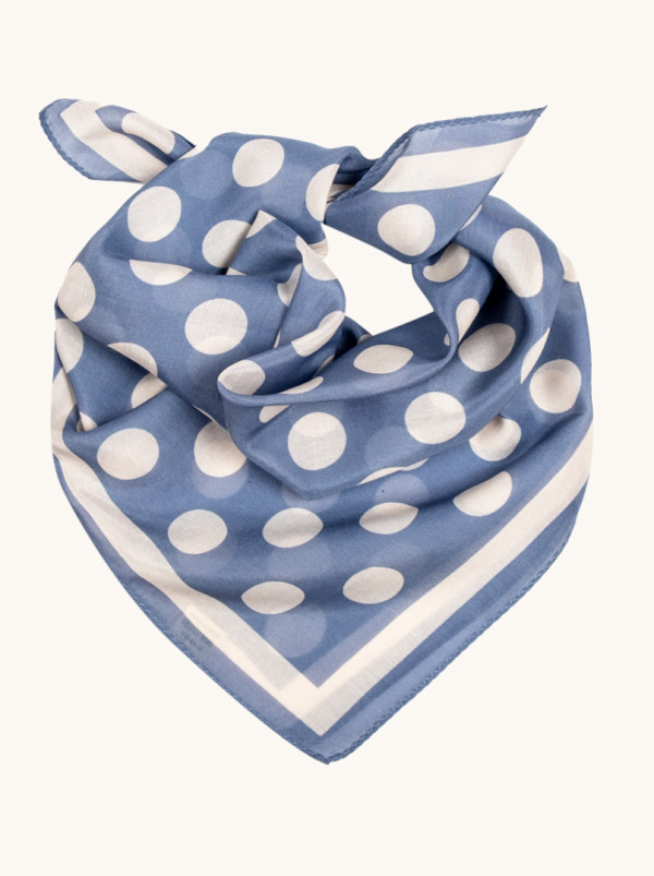 Apaszka bawełna z jedwabiem morwowym białe grochy  53x53 cm