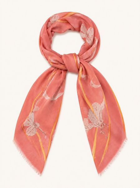Luxury soft cashmere shawl with dragonfly motif 75x200 cm