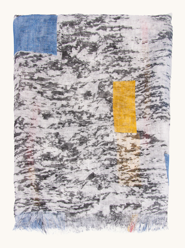 Szal lniany damski lekki naturalny z marmurkowym wzorem 160 cm