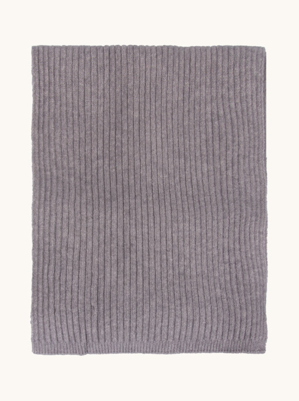 Ciepły szal szary prążkowany 35 cm x 220 cm
