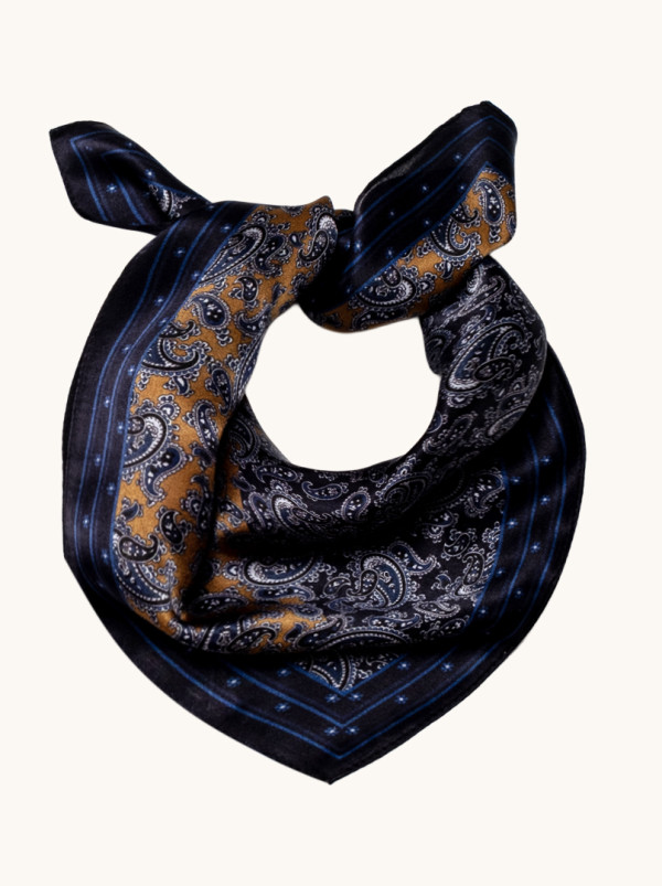 Apaszka jedwabna granatowa w paisley 53x53 cm