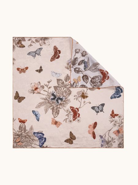 Apaszka jedwabna dwustronna w motyle 65x65 cm