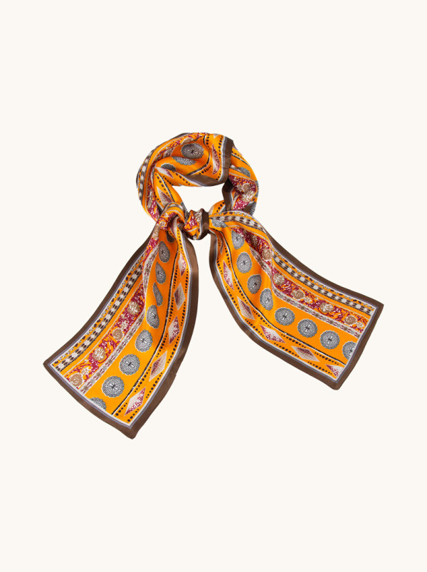 Szal jedwabny dwustronny w orientalny wzór 15cm x 145cm