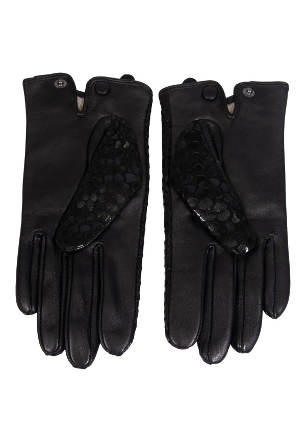 Black elegant gloves with decorative zipper