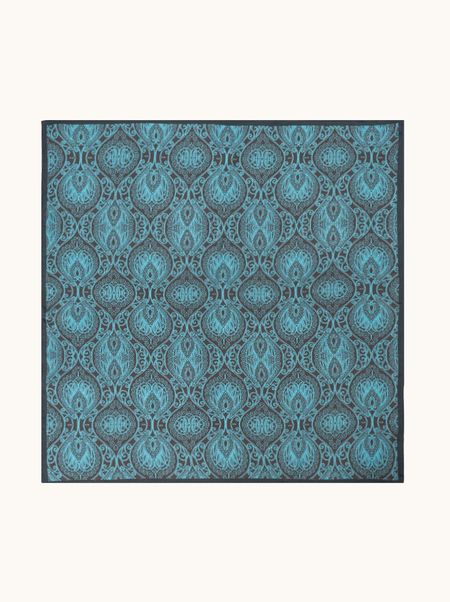Apaszka jedwabna turkusowa w orientalny wzór 66x66 cm