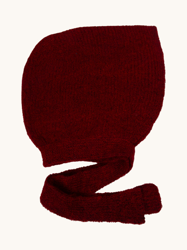 Beanie with binding 100% wool red