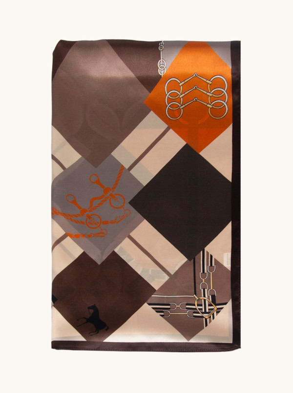 Szal jedwabny z motywem łańcuchów 55x170 cm