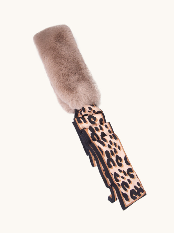 Szal kołnierzyk z futerka cappucino