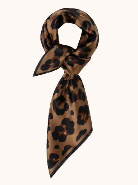 Carmel-colored silk scarf with spots, 70x70 cm