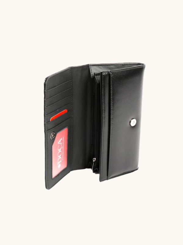 Duży zapinany portfel DOCA czarny