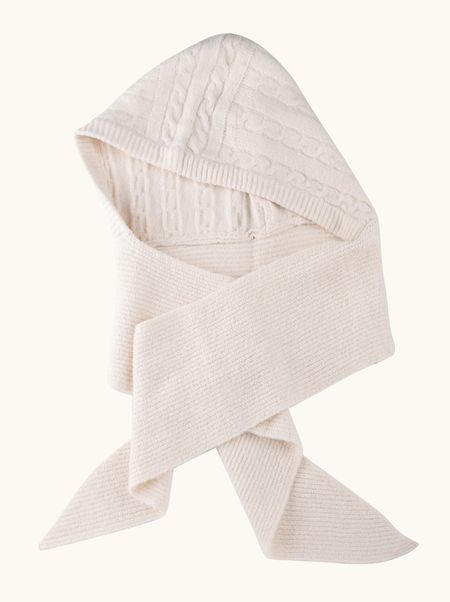 White hood with long wool shawl