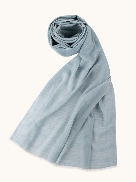 Szal kaszmirowy błękitny z delikatnym wzorem 90x190 cm PREMIUM