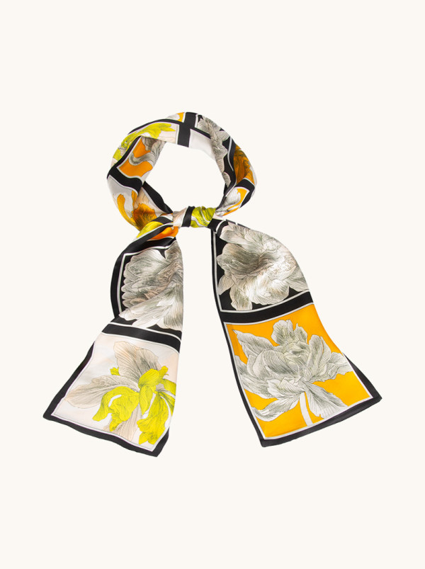 Narrow double-sided shawl contrasting elegance 15 cm x 145 cm