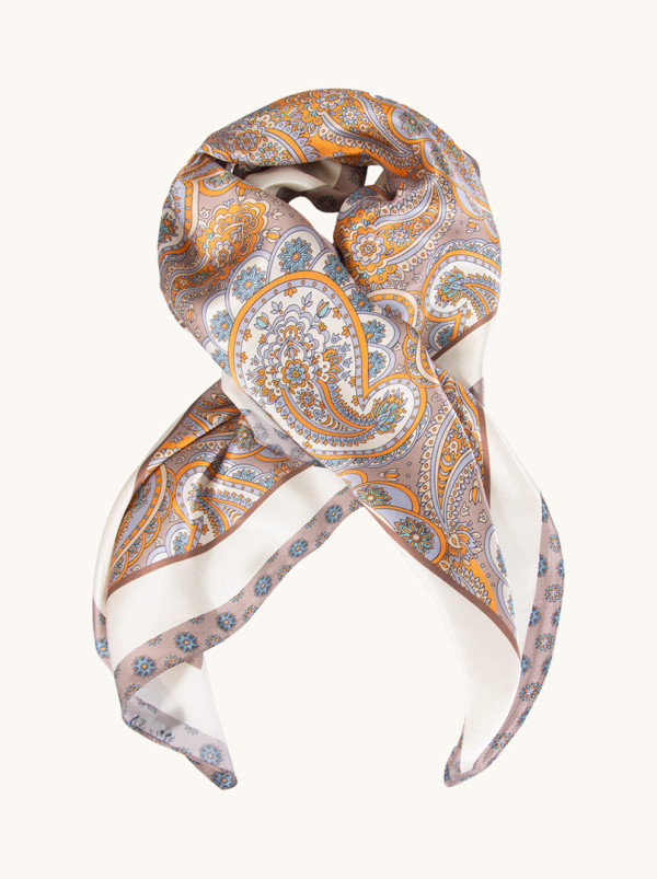 Duża apaszka damska jedwabna w paisley 90cm x 90cm