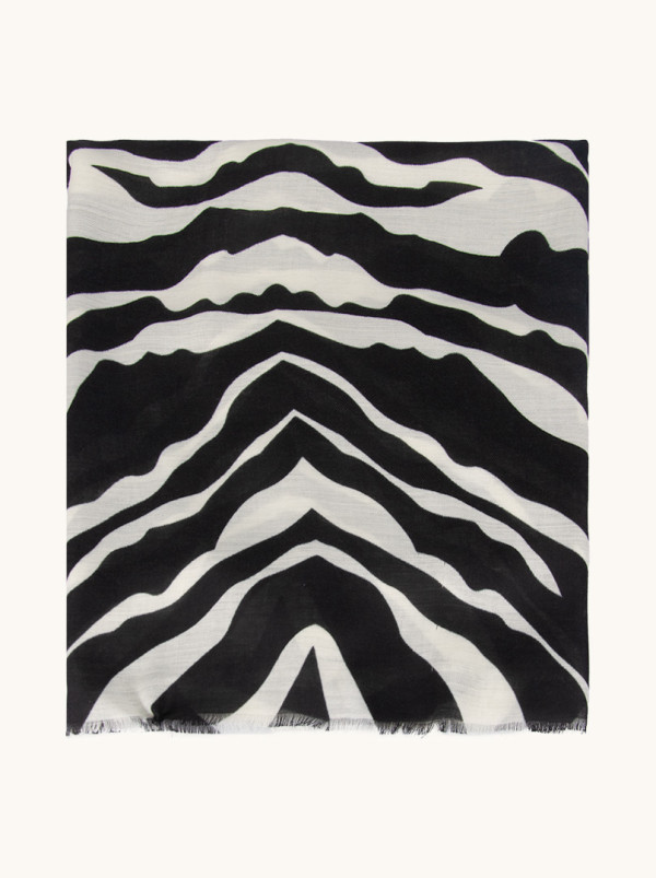 Scarf with zebra motif and orange accents