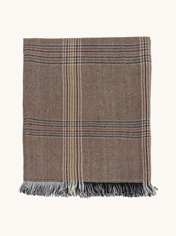 Beige checkered scarf 80 cm x 180 cm