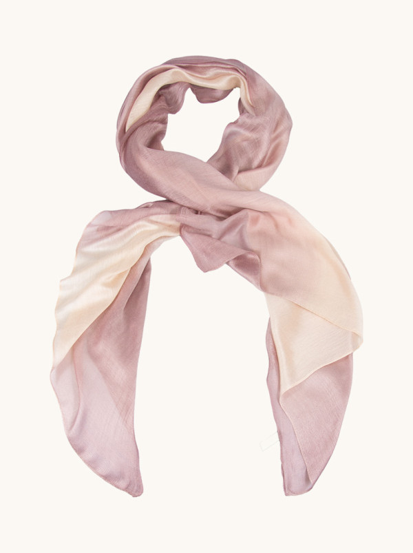 Szal wieczorowy cieniowany pudrowo różowy z beżem 80cm x 190cm
