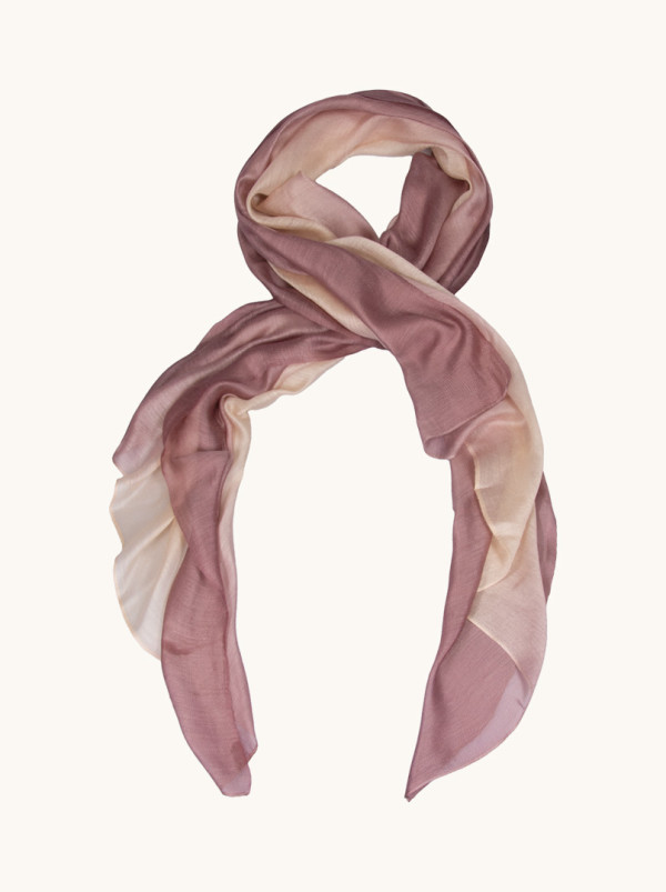Elegant shawl in soft shades of beige and powder pink 75 cm x 190 cm