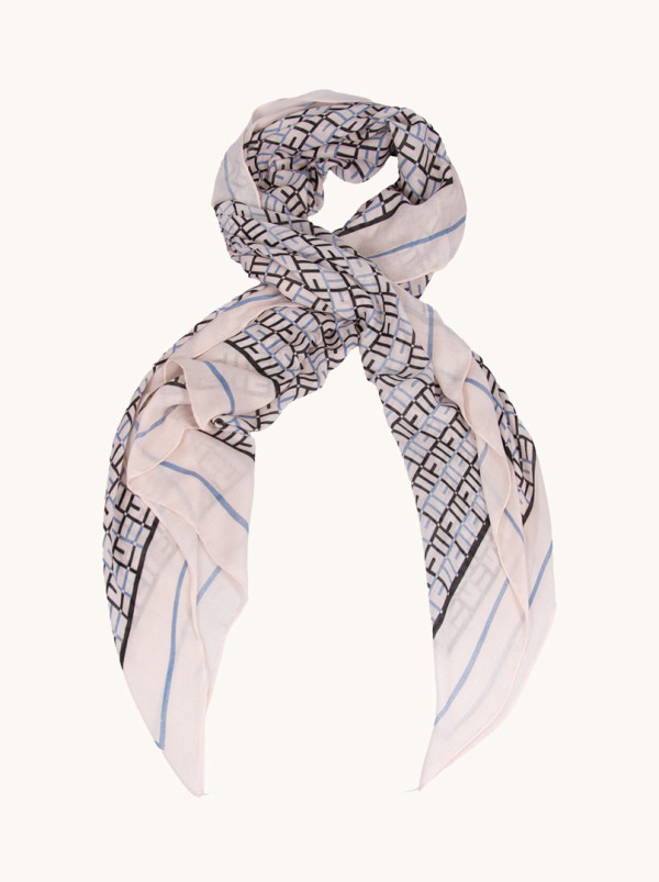 Lekki szal szary w kratkę 70 cm x 180 cm